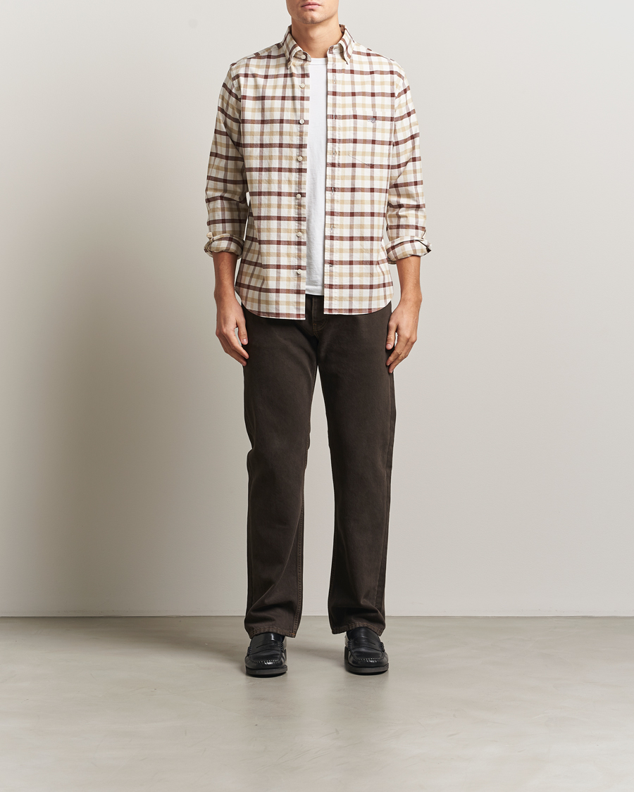 Homme | Chemises | Gant | Regular Fit Oxford Checked Shirt Mahogany Brown