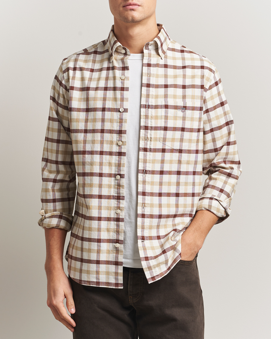 Homme | Chemises | Gant | Regular Fit Oxford Checked Shirt Mahogany Brown