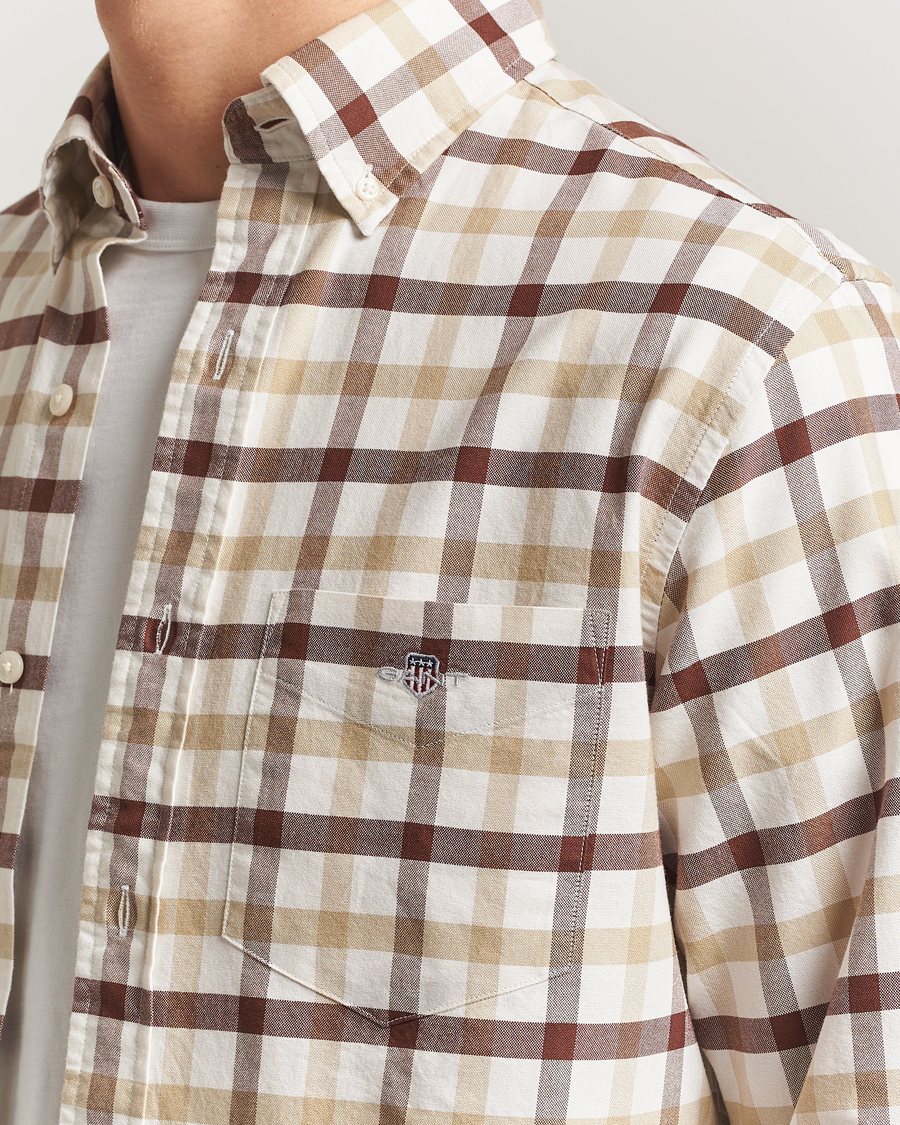 Homme | Chemises | Gant | Regular Fit Oxford Checked Shirt Mahogany Brown