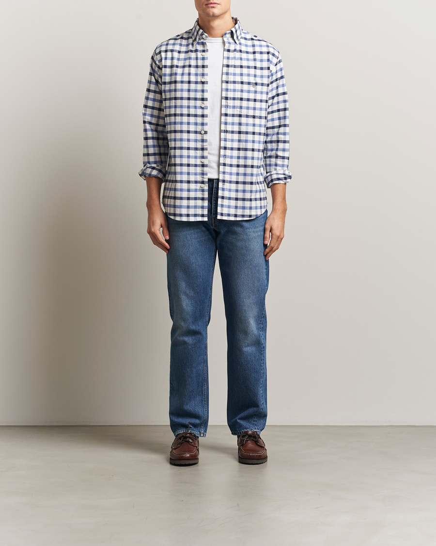 Homme | Chemises | Gant | Regular Fit Oxford Checked Shirt Greyish Blue