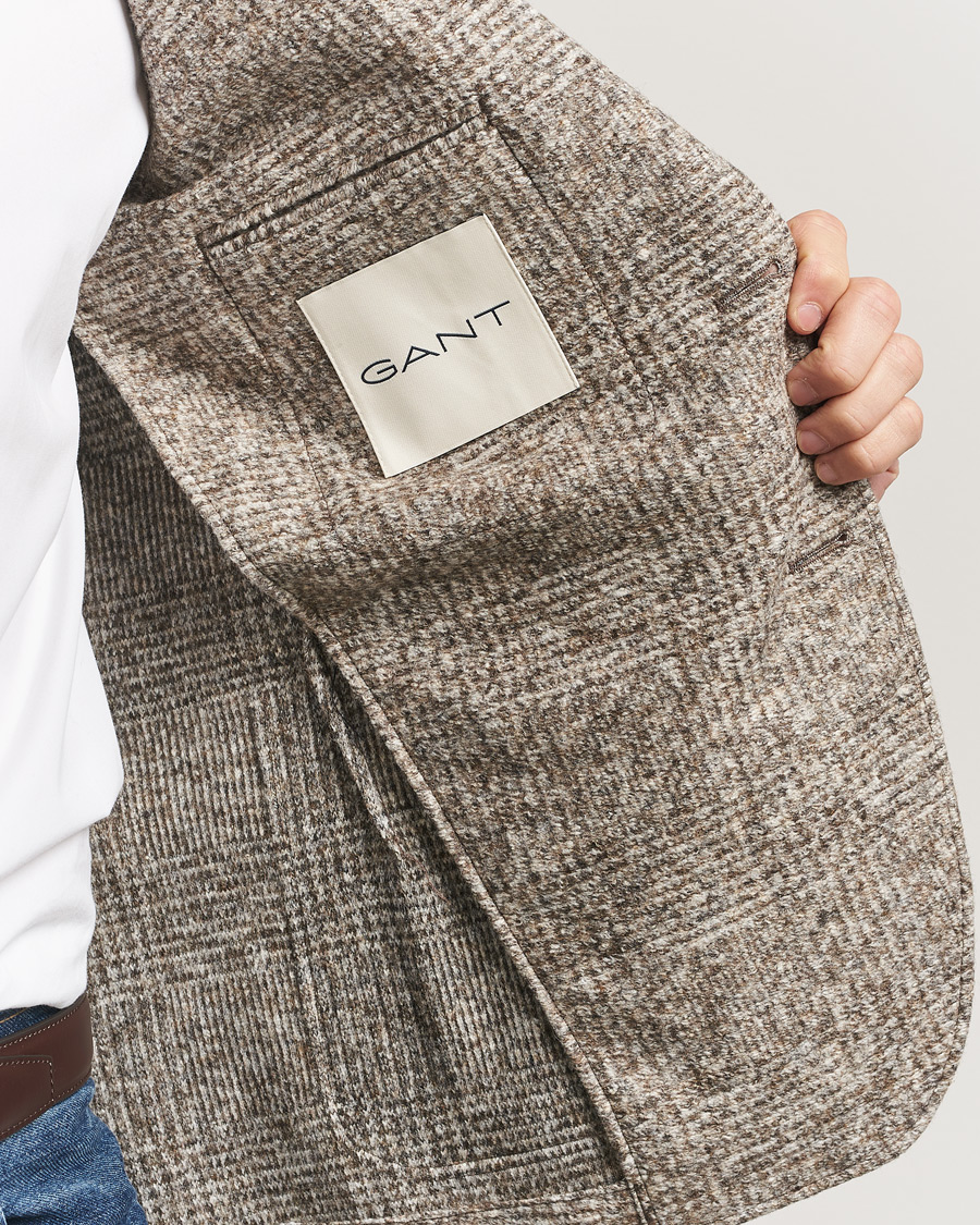 Homme | Blazers | GANT | Wool Checked Blazer Seed Melange