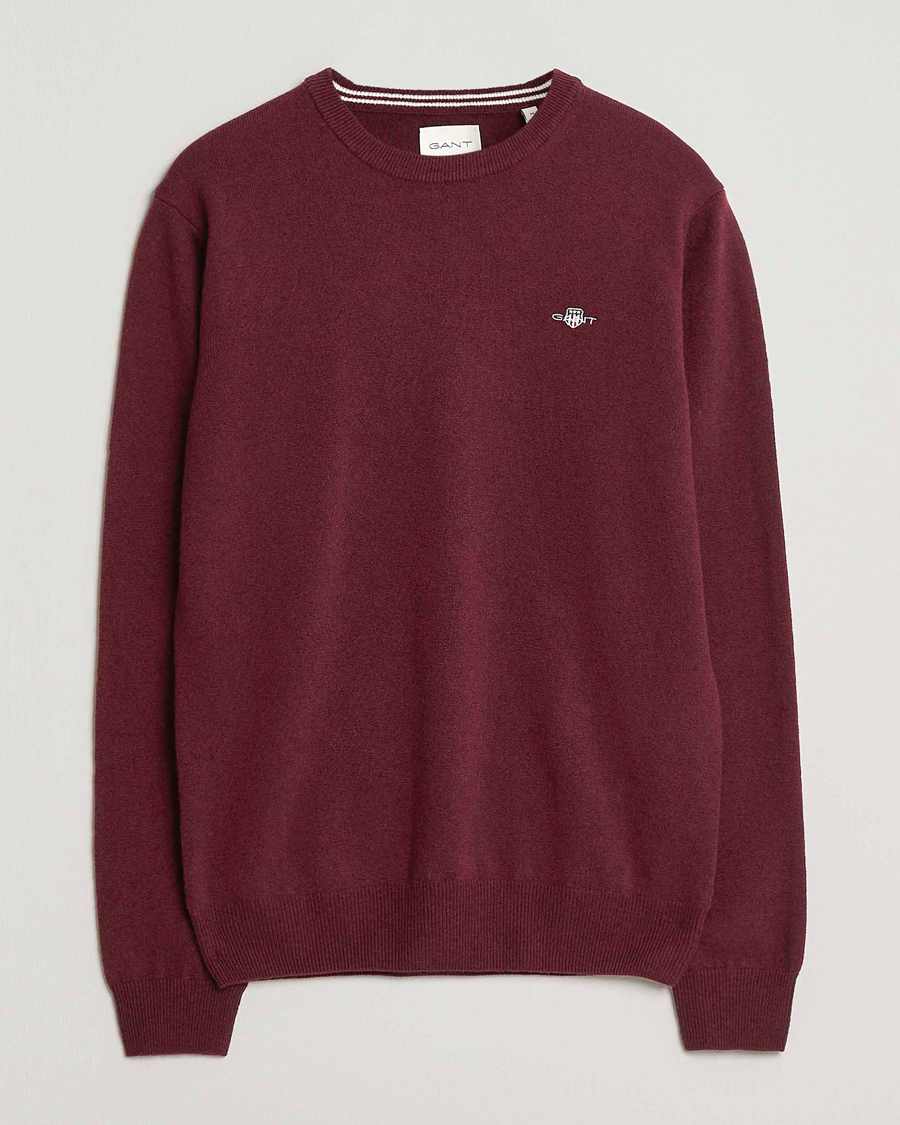 Homme | Pulls Et Tricots | GANT | Superfine Lambswool Crew Neck Bordeaux Melange