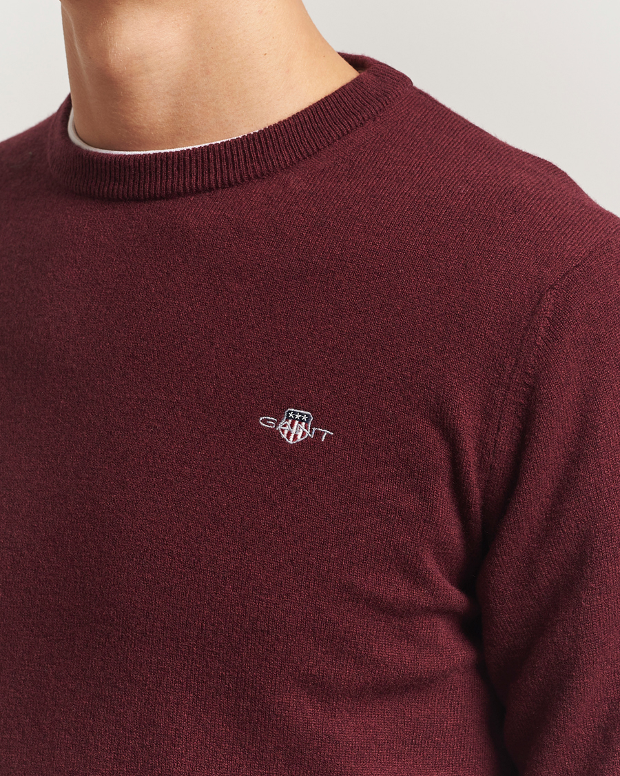 Homme | Pulls Et Tricots | GANT | Superfine Lambswool Crew Neck Bordeaux Melange