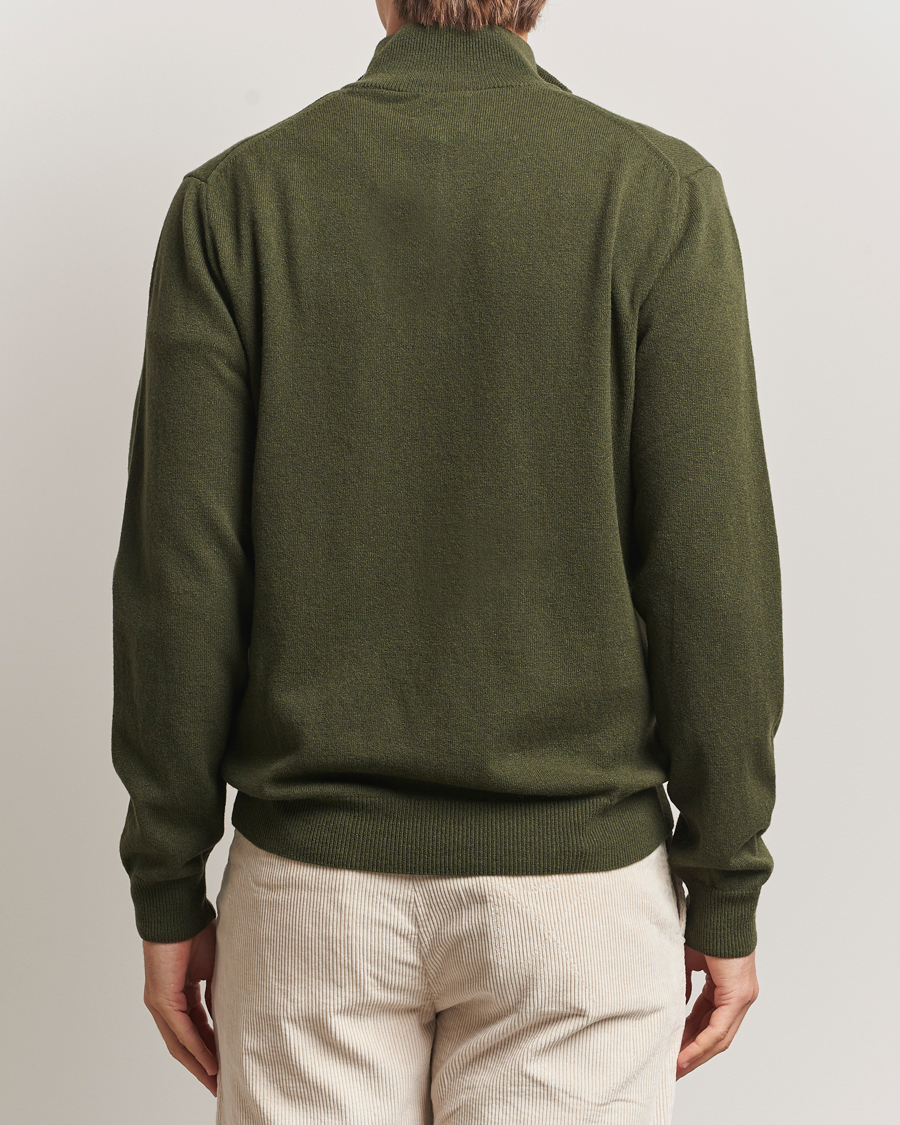 Homme | Pulls Et Tricots | Gant | Superfine Lambswool Half Zip Khaki Green Melange