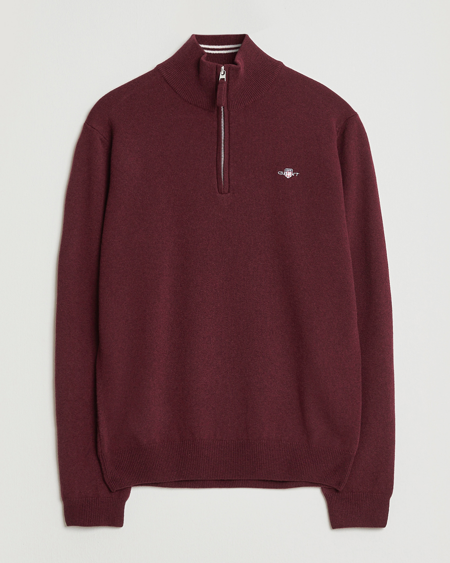 Homme | Pulls Et Tricots | GANT | Superfine Lambswool Half Zip Bordeaux Melange
