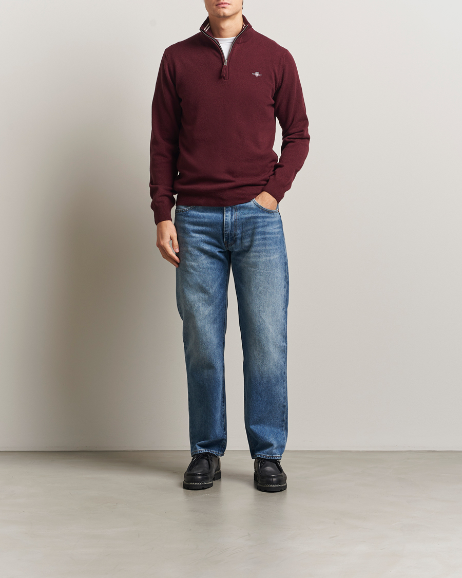 Homme | Pulls Et Tricots | Gant | Superfine Lambswool Half Zip Bordeaux Melange