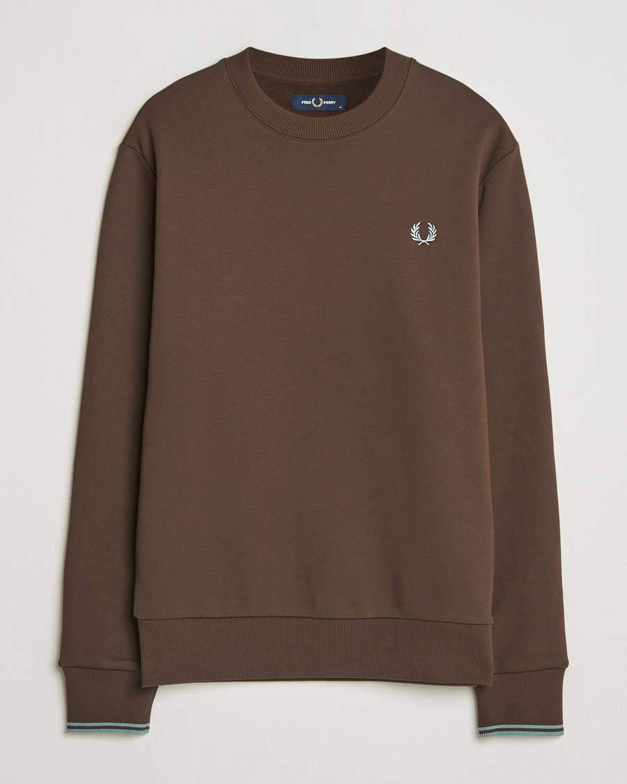 Homme | Pulls Et Tricots | Fred Perry | Crew Neck Sweatshirt Burnt Tobacco