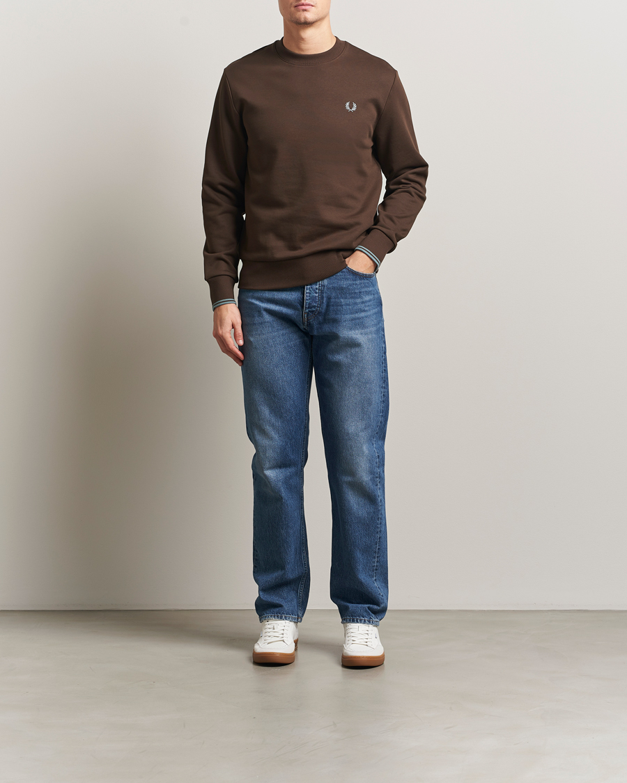 Homme | Pulls Et Tricots | Fred Perry | Crew Neck Sweatshirt Burnt Tobacco