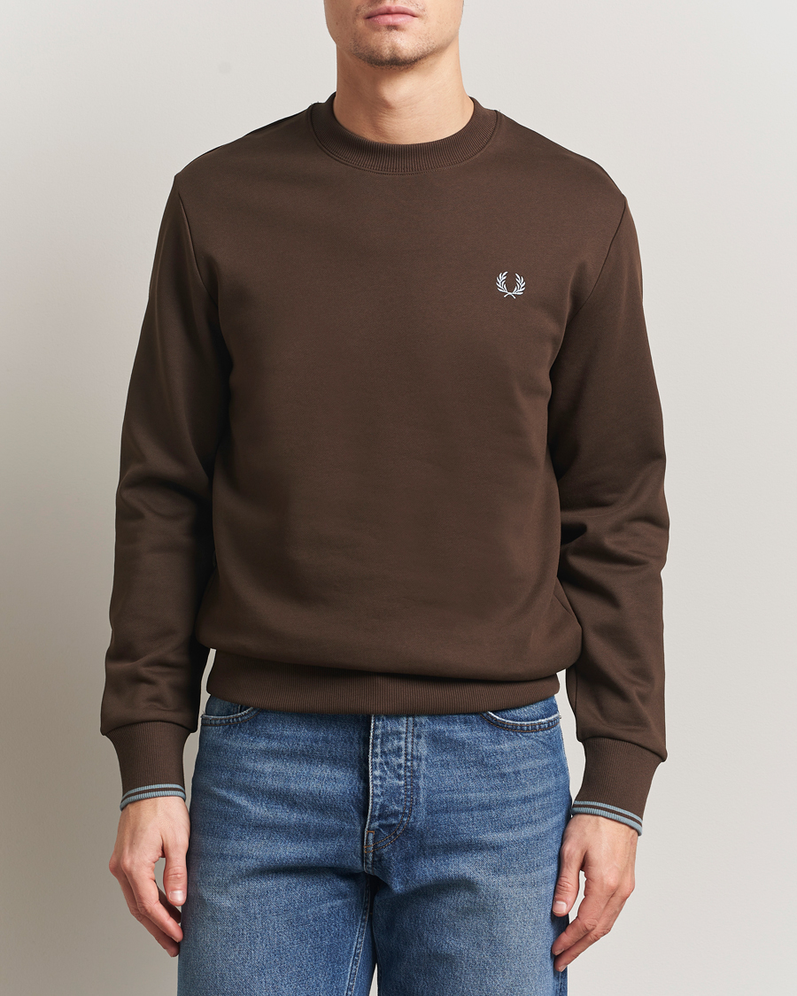 Homme | Pulls Et Tricots | Fred Perry | Crew Neck Sweatshirt Burnt Tobacco