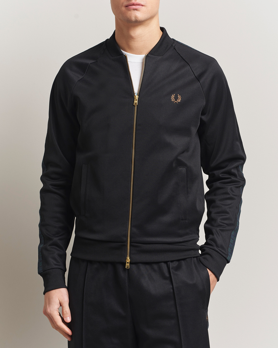 Homme | Pulls Et Tricots | Fred Perry | Blackwatch Tartan Taped Track Jacket Black