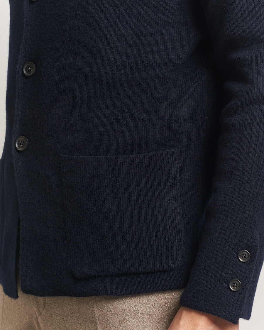 Homme | Blazers | Oscar Jacobson | Antonio Knitted Wool Blazer Navy
