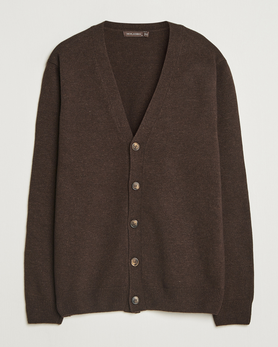 Homme | Pulls Et Tricots | Oscar Jacobson | Eduardo Wool Cardigan Brown
