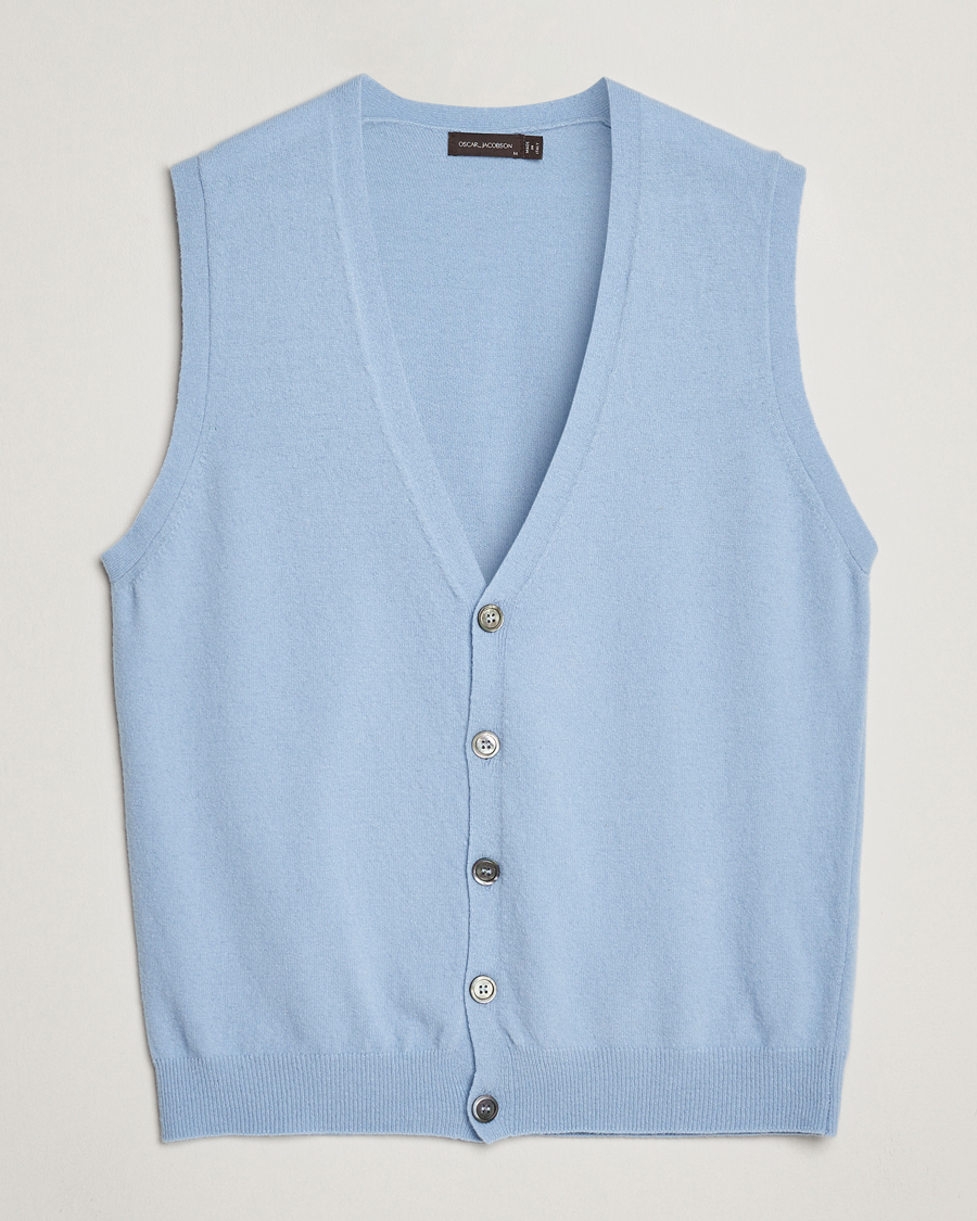 Homme | Pulls Et Tricots | Oscar Jacobson | Guiseppe Buttoned Vest Light Blue