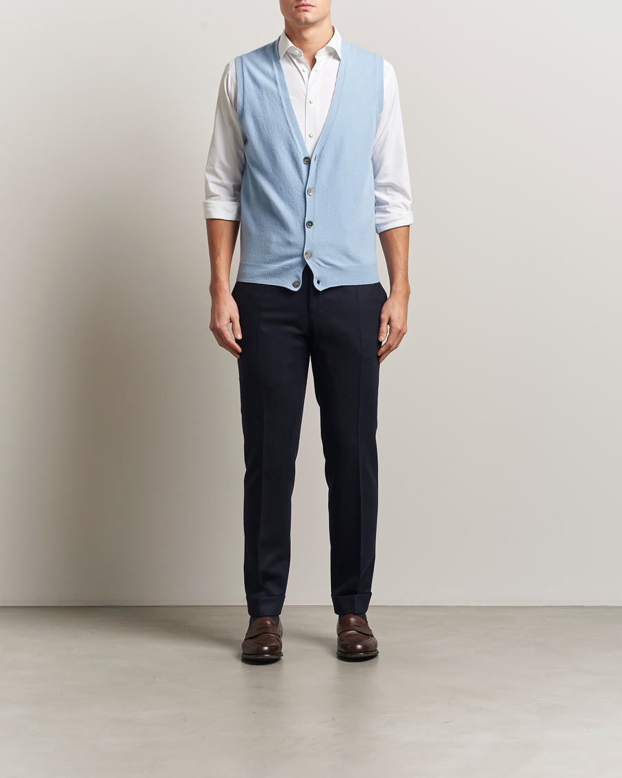 Homme | Pulls Et Tricots | Oscar Jacobson | Guiseppe Buttoned Vest Light Blue