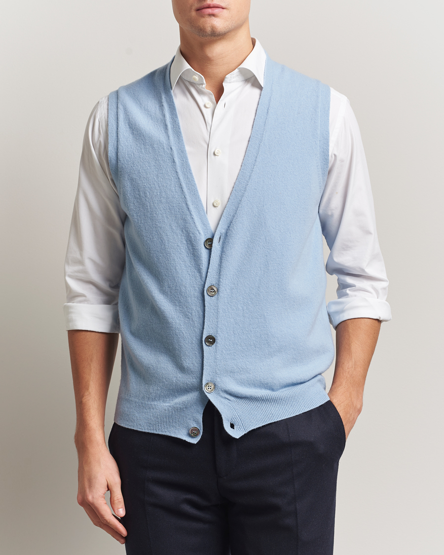 Homme | Pulls Et Tricots | Oscar Jacobson | Guiseppe Buttoned Vest Light Blue