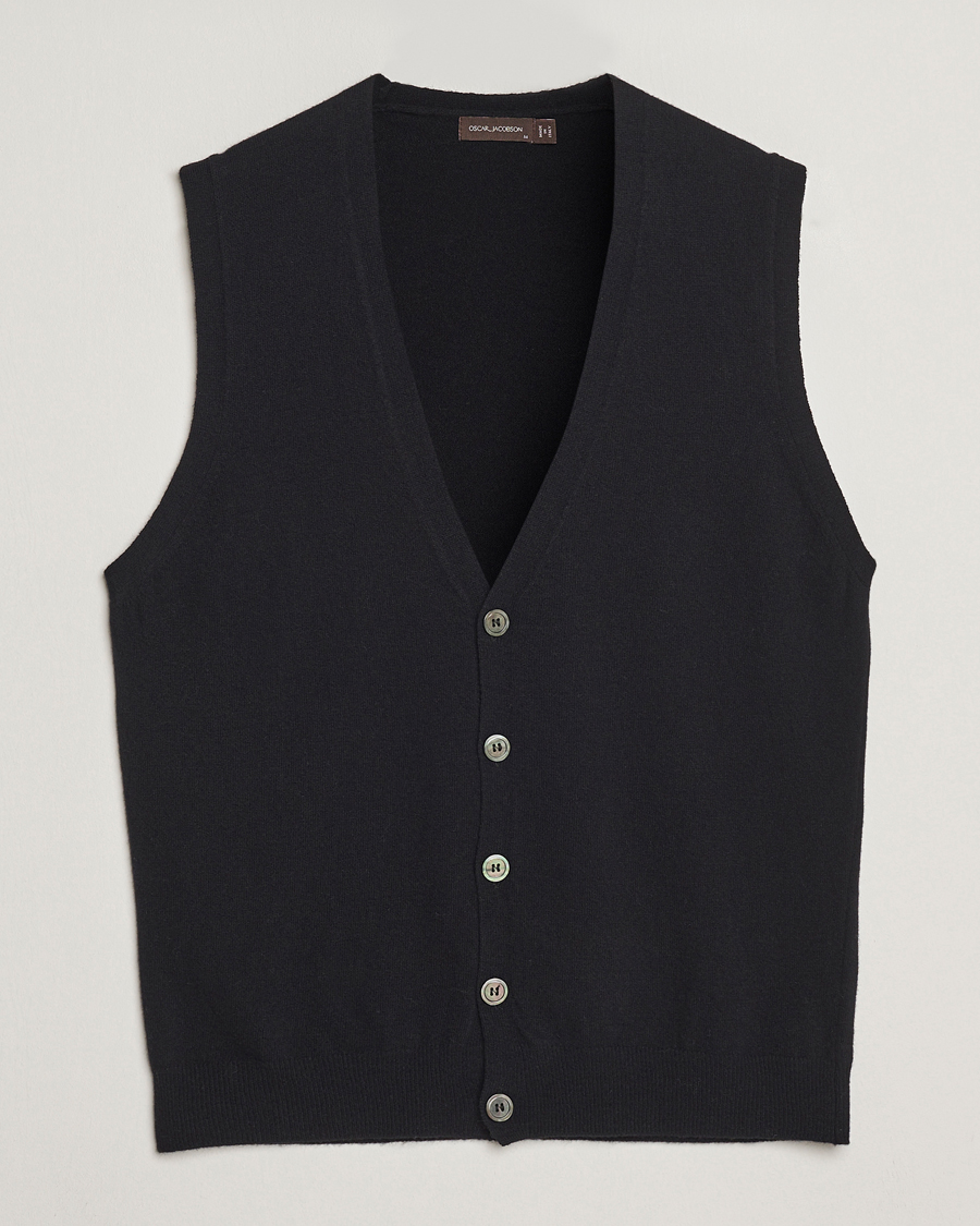 Homme | Pulls Et Tricots | Oscar Jacobson | Guiseppe Buttoned Vest Black