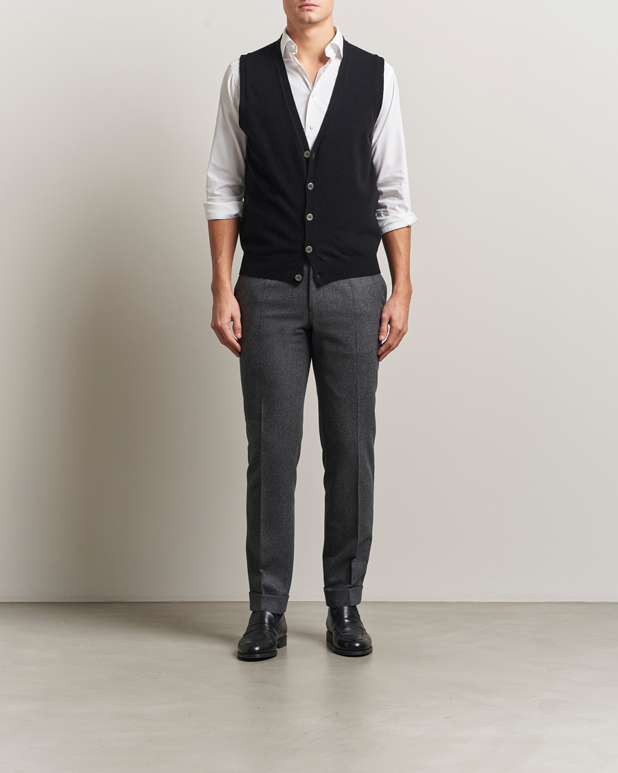 Homme | Pulls Et Tricots | Oscar Jacobson | Guiseppe Buttoned Vest Black