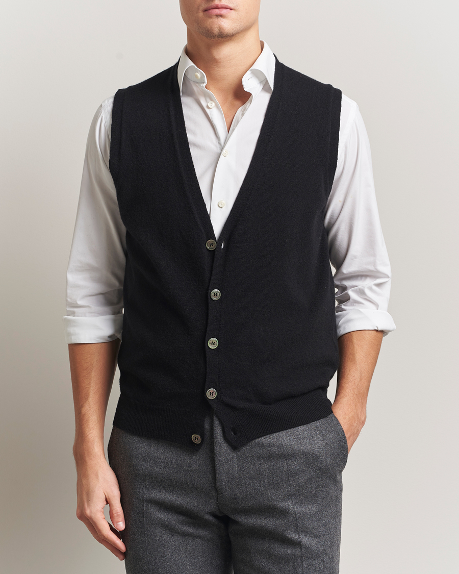 Homme | Pulls Et Tricots | Oscar Jacobson | Guiseppe Buttoned Vest Black