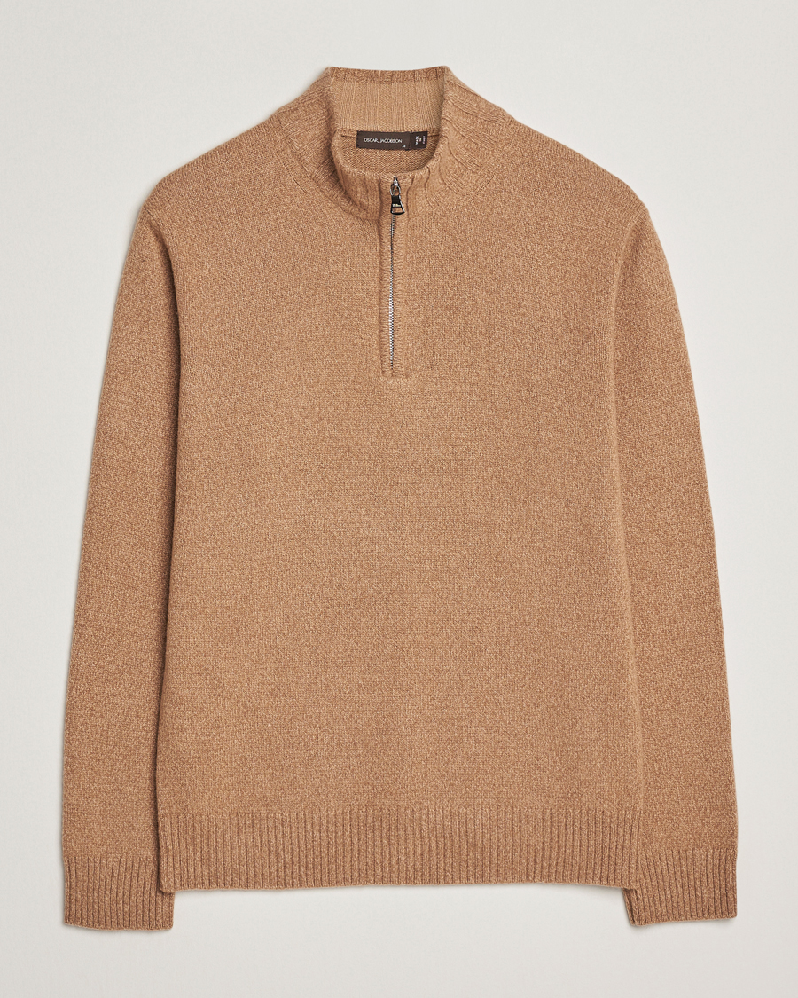 Homme | Pulls Et Tricots | Oscar Jacobson | Paul Wool/Cashmere Half-Zip Beige