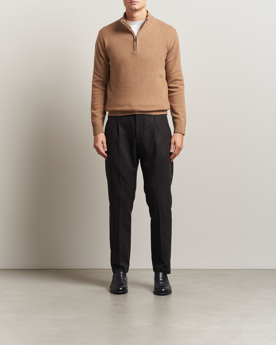 Homme | Pulls Et Tricots | Oscar Jacobson | Paul Wool/Cashmere Half-Zip Beige
