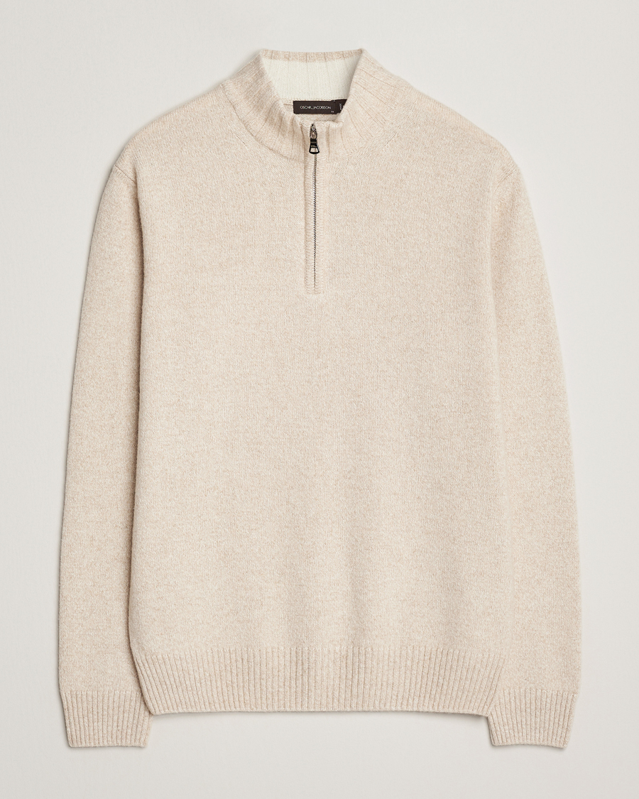 Homme | Pulls Et Tricots | Oscar Jacobson | Paul Wool/Cashmere Half-Zip Creme
