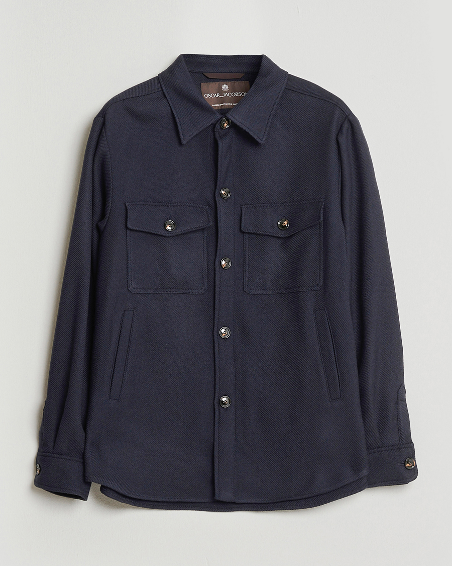 Homme | Manteaux Et Vestes | Oscar Jacobson | Maverick Wool Overshirt Navy