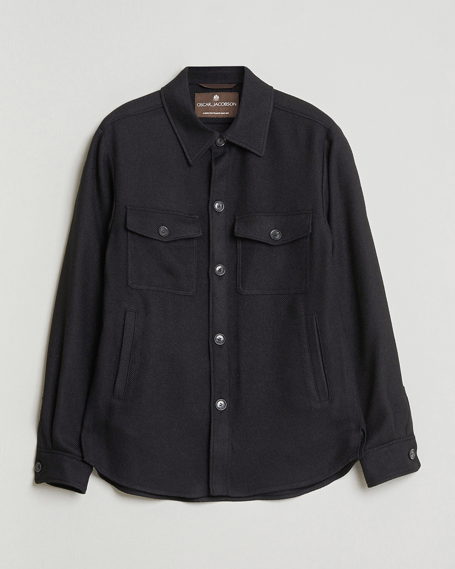 Homme | Manteaux Et Vestes | Oscar Jacobson | Maverick Wool Overshirt Black