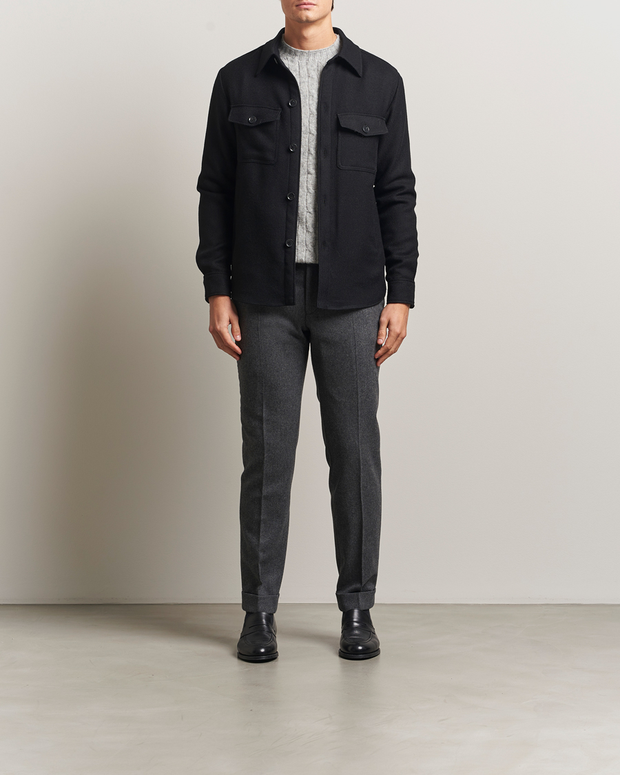 Homme | Manteaux Et Vestes | Oscar Jacobson | Maverick Wool Overshirt Black