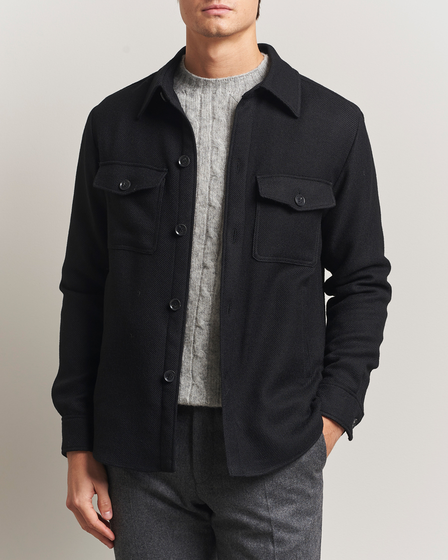 Homme | Manteaux Et Vestes | Oscar Jacobson | Maverick Wool Overshirt Black