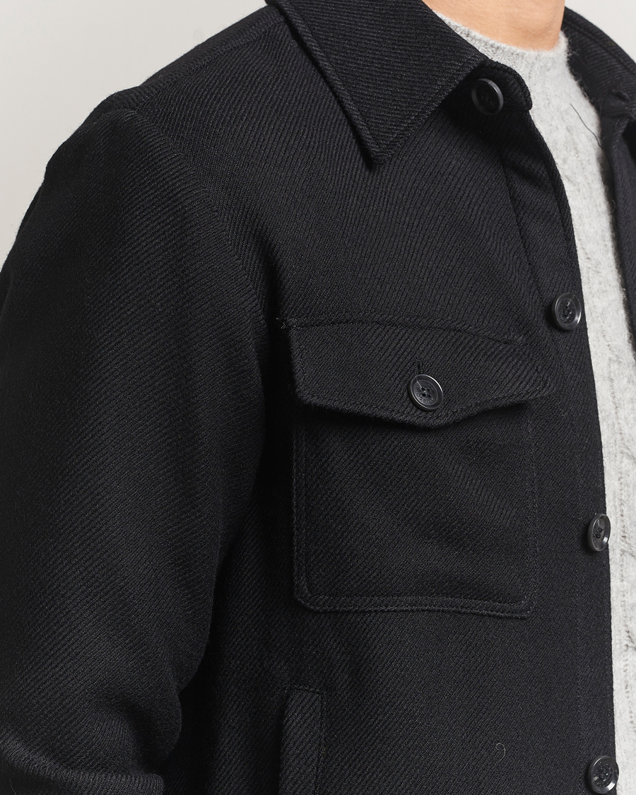 Homme | Manteaux Et Vestes | Oscar Jacobson | Maverick Wool Overshirt Black