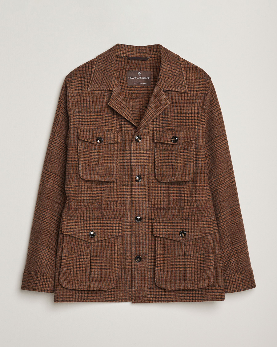 Homme | Manteaux Et Vestes | Oscar Jacobson | Sirolo Checked Shirt Jacket Brown