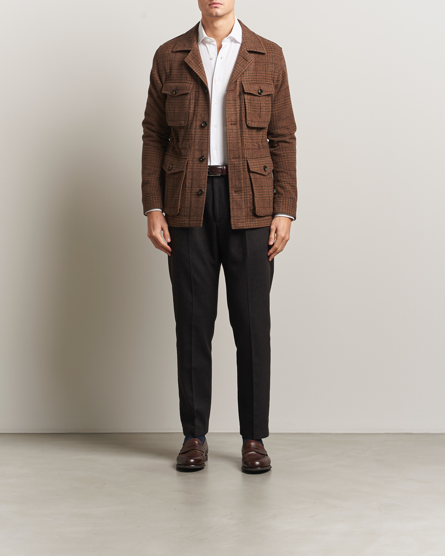 Homme | Manteaux Et Vestes | Oscar Jacobson | Sirolo Checked Shirt Jacket Brown