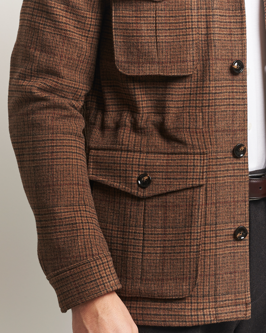 Homme | Manteaux Et Vestes | Oscar Jacobson | Sirolo Checked Shirt Jacket Brown