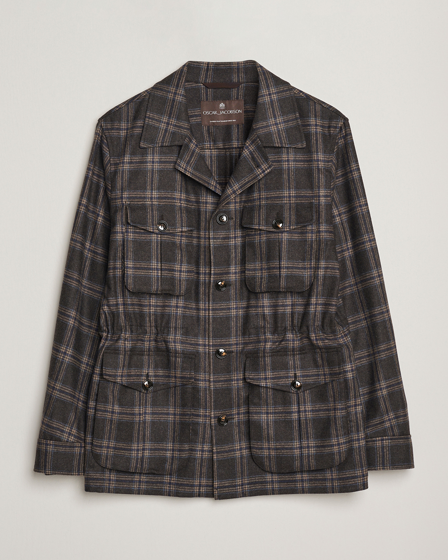 Homme | Manteaux Et Vestes | Oscar Jacobson | Sirolo Checked Shirt Jacket Brown/Blue