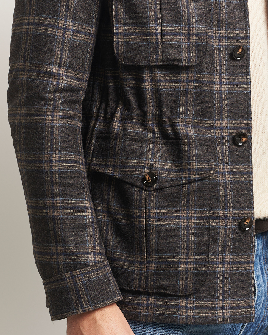 Homme | Manteaux Et Vestes | Oscar Jacobson | Sirolo Checked Shirt Jacket Brown/Blue
