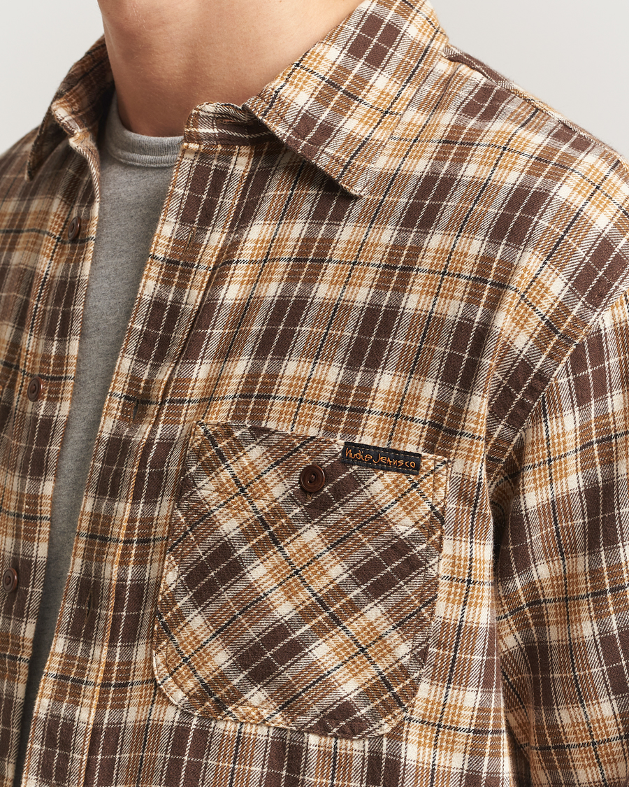 Homme | Chemises | Nudie Jeans | Julian Checked Worker Shirt Brown