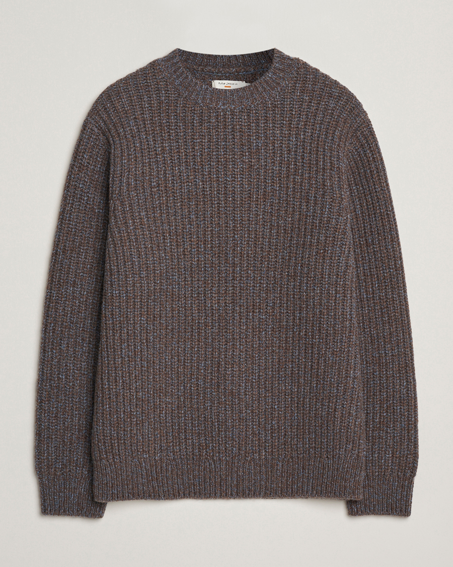 Homme | Pulls Et Tricots | Nudie Jeans | August Chunky Knitted Wool Sweater Brown