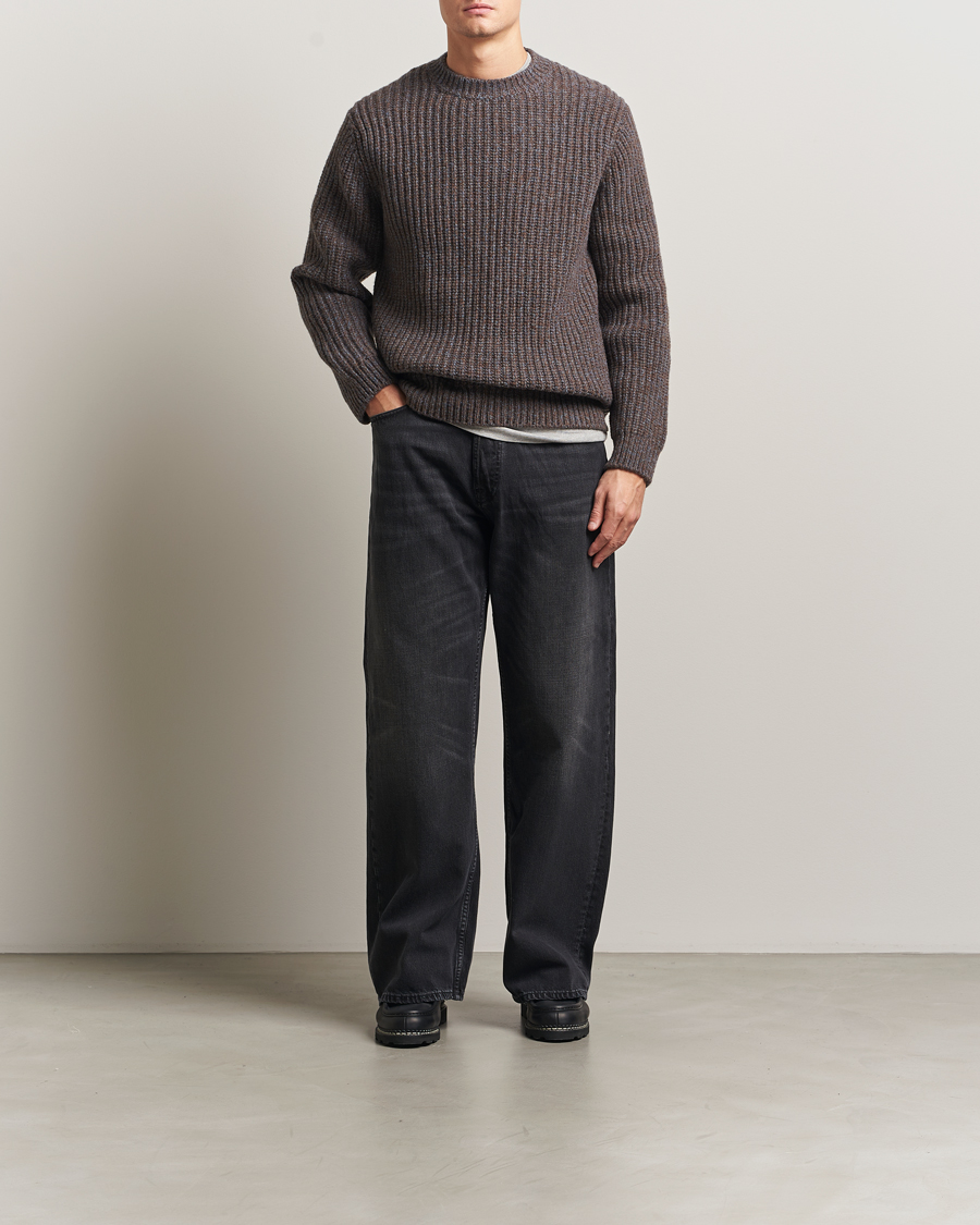Homme | Pulls Et Tricots | Nudie Jeans | August Chunky Knitted Wool Sweater Brown