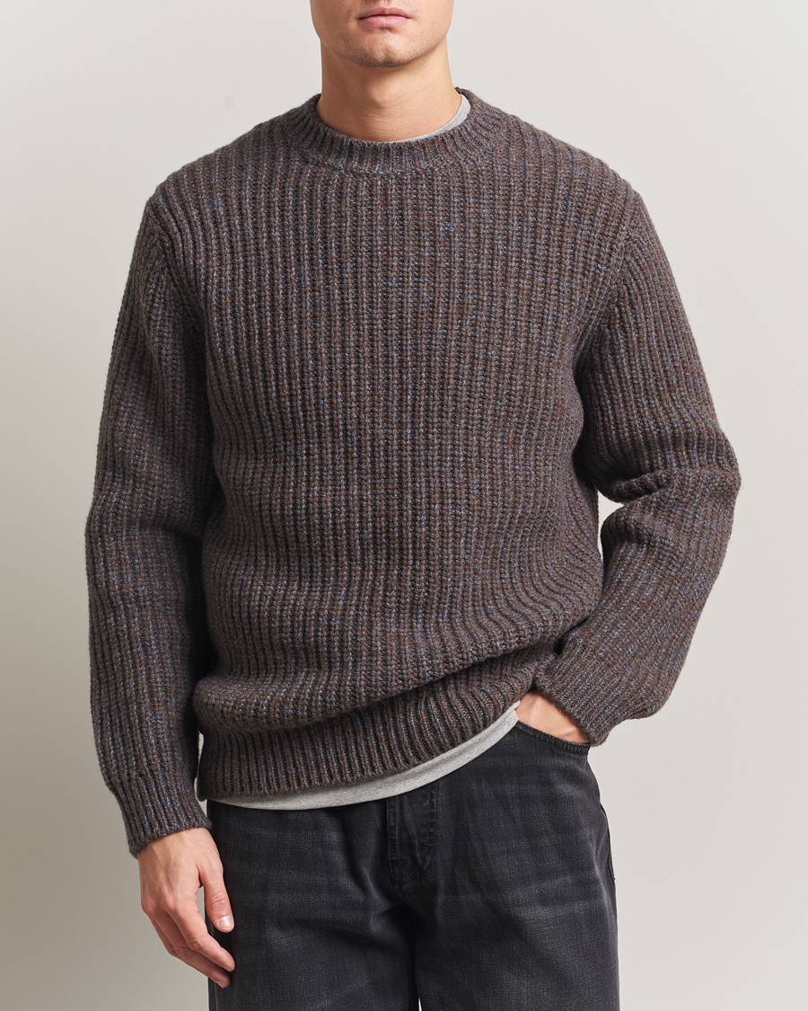 Homme | Pulls Et Tricots | Nudie Jeans | August Chunky Knitted Wool Sweater Brown