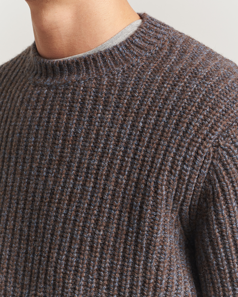 Homme | Pulls Et Tricots | Nudie Jeans | August Chunky Knitted Wool Sweater Brown