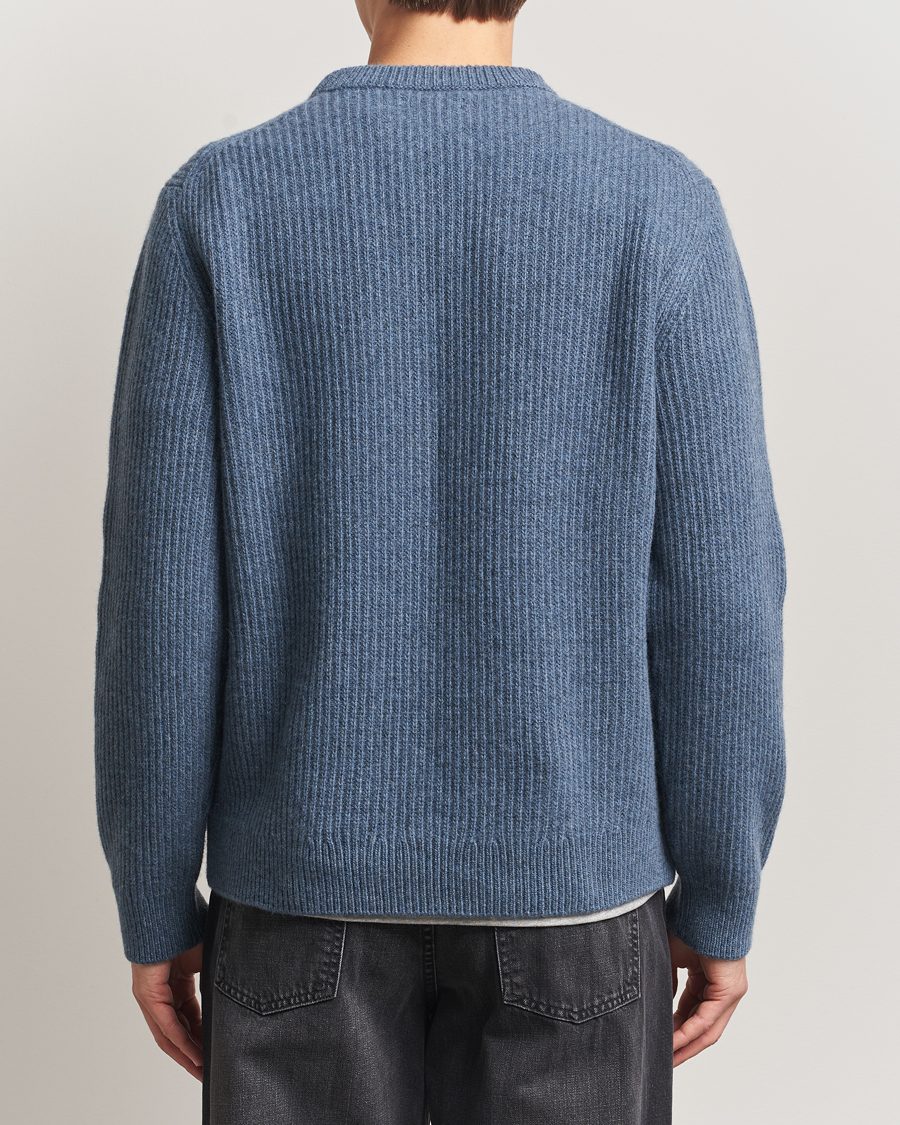 Homme | Pulls Et Tricots | Nudie Jeans | August Wool Rib Knitted Sweater Blue Melange