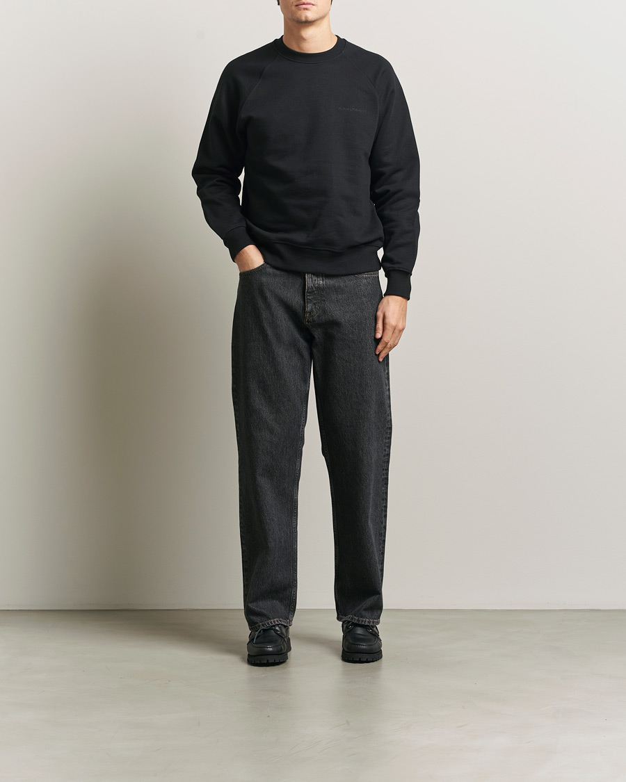 Homme | Pulls Et Tricots | Nudie Jeans | Palle Logo Crew Neck Sweatshirt Black