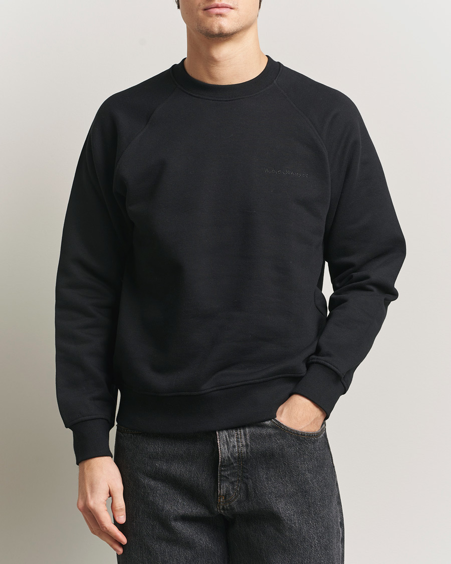 Homme | Pulls Et Tricots | Nudie Jeans | Palle Logo Crew Neck Sweatshirt Black