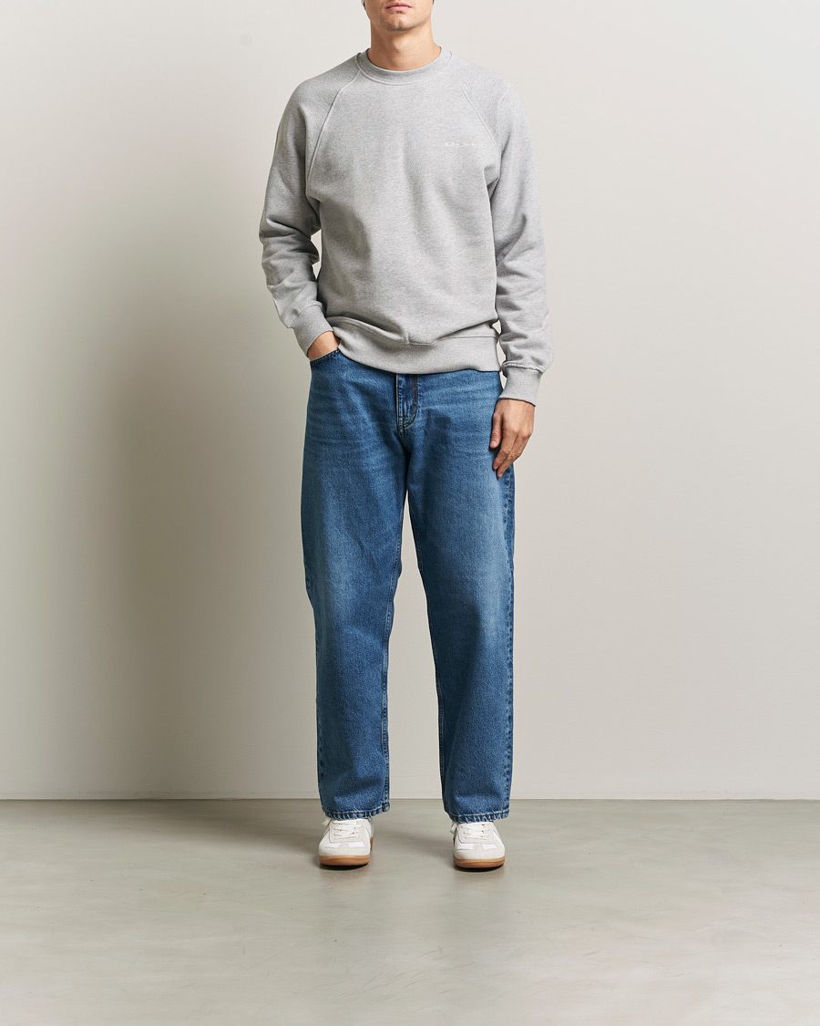 Homme | Pulls Et Tricots | Nudie Jeans | Palle Logo Crew Neck Sweatshirt Grey Melange