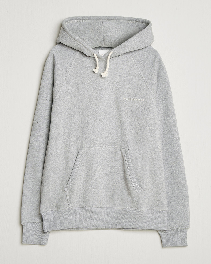 Homme | Pulls Et Tricots | Nudie Jeans | Gunde Logo Hoodie Grey Melange