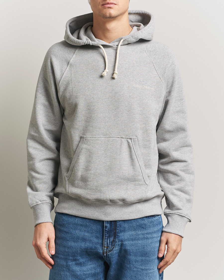 Homme | Pulls Et Tricots | Nudie Jeans | Gunde Logo Hoodie Grey Melange