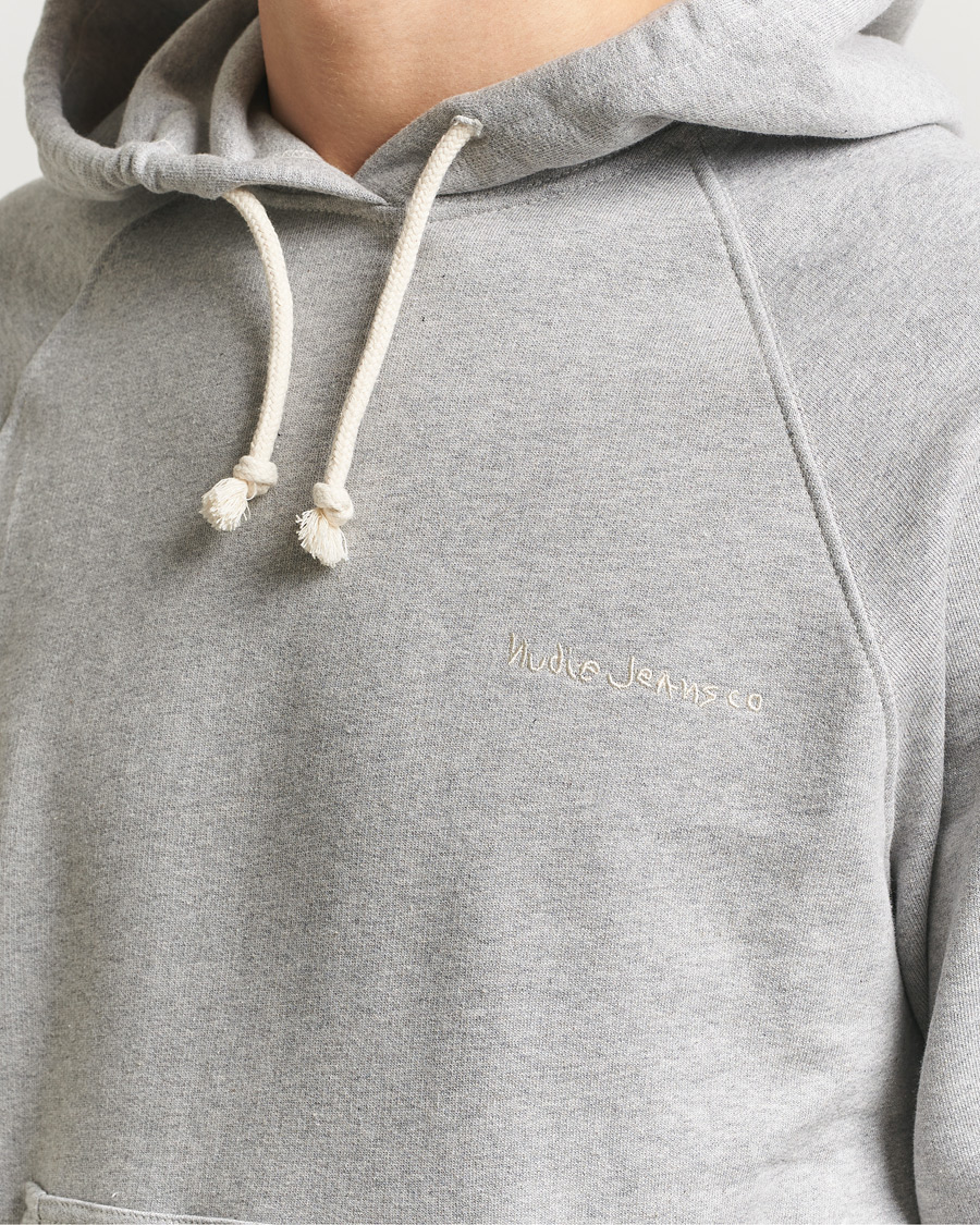 Homme | Pulls Et Tricots | Nudie Jeans | Gunde Logo Hoodie Grey Melange