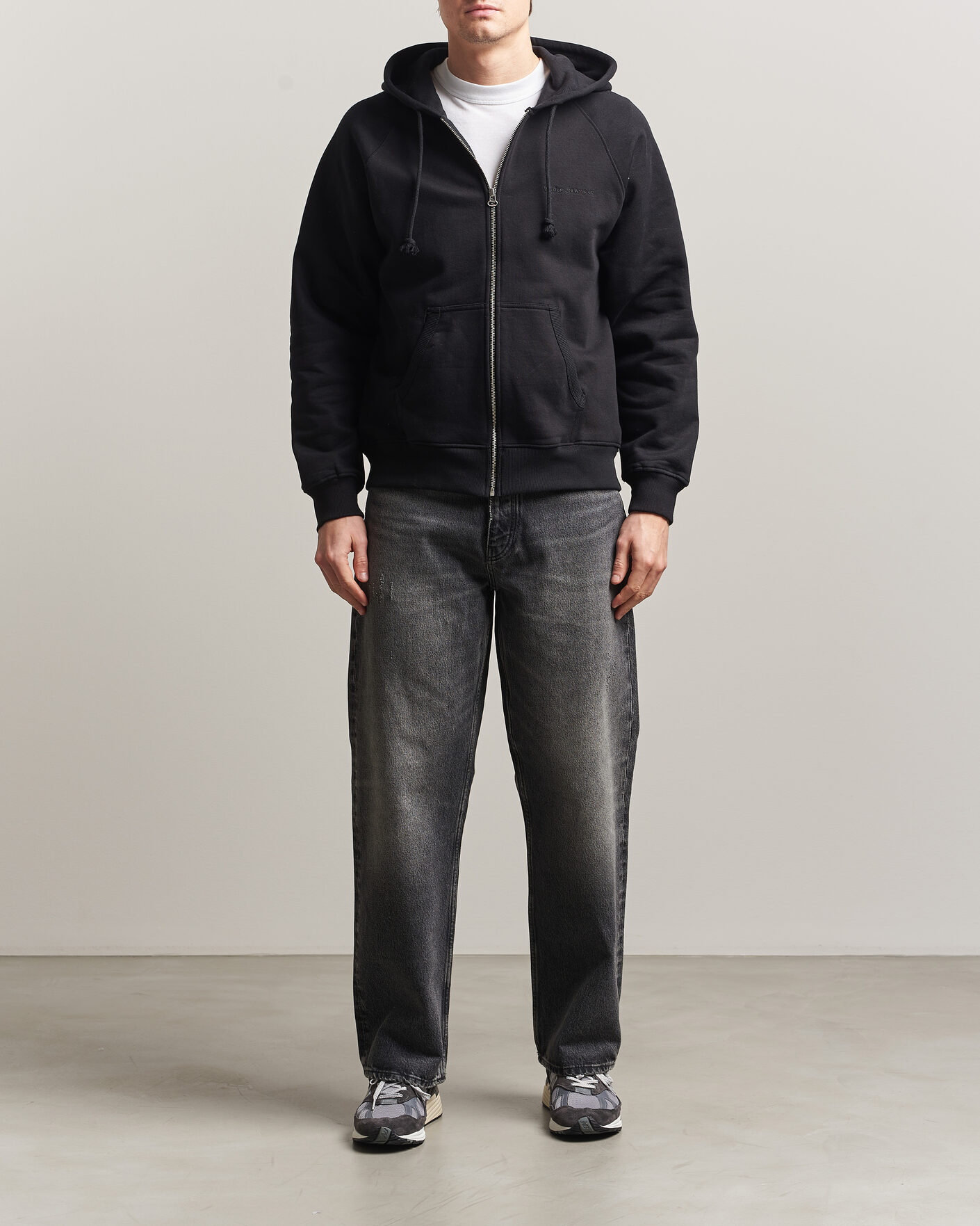 Homme | Pulls Et Tricots | Nudie Jeans | Gunde Logo Full Zip Hoodie Black