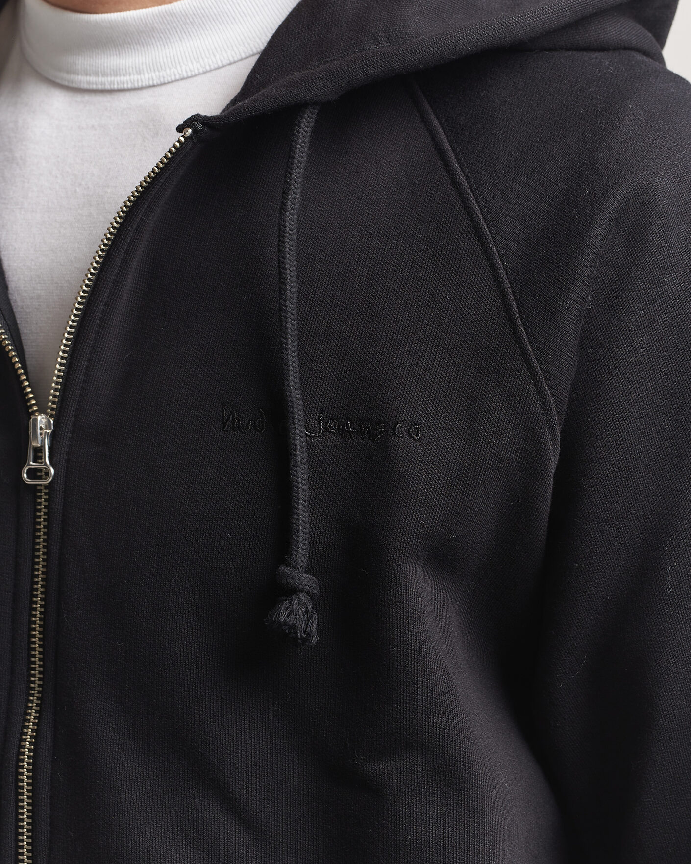 Homme | Pulls Et Tricots | Nudie Jeans | Gunde Logo Full Zip Hoodie Black