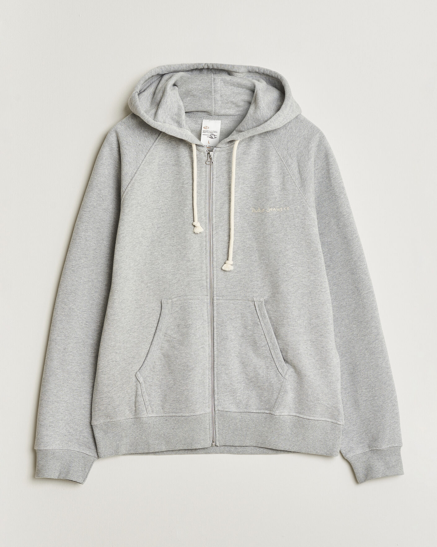 Homme | Pulls Et Tricots | Nudie Jeans | Gunde Logo Full Zip Hoodie Grey Melange